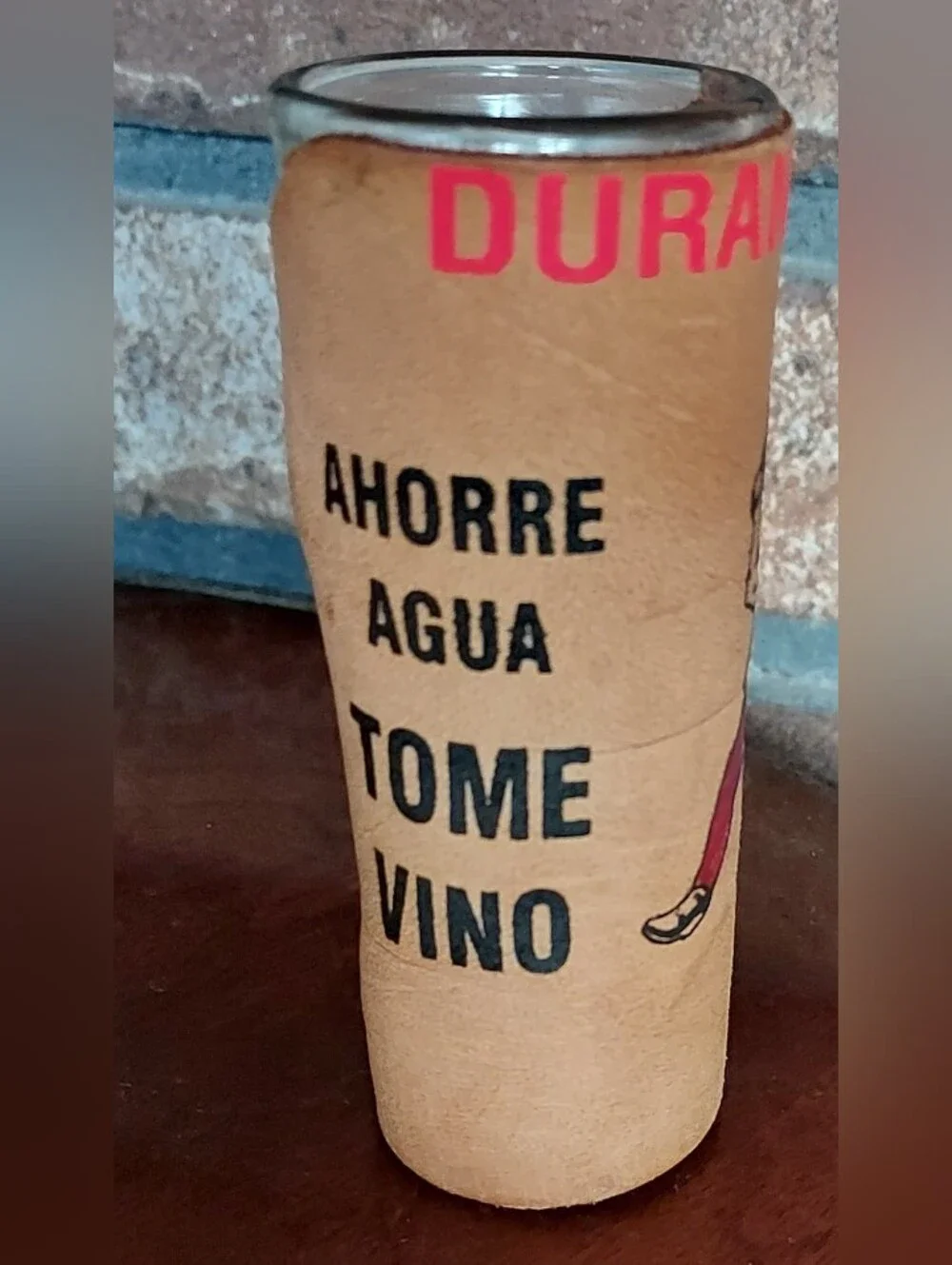 Souvenir Leather Wrapped Double Shot Glass Mexico Travel Vino Man
